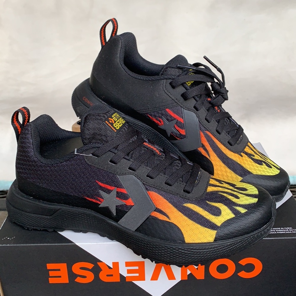 CONVERSE STAR SERIES RN OX BLACK/ENAMEL RED MENS - Picture 3 of 14